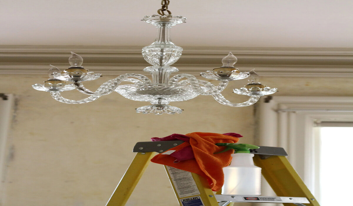 How to clean a crystal chandelier without removing it